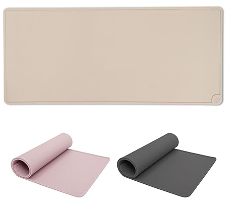 LucyBalu® Napfunterlage für Katzen | Katzenmatte für Wasser- & Futternapf | Silikonmatte als rutschfeste Unterlage für Katzennapf | Futtermatte Katze | Futterunterlage Katze | Rechteckig | XL Taupe