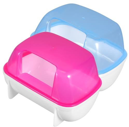 Milisten Hamster Sand Bath House with Half Plastic 2 Pcs Blue