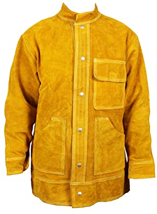 Hochleistungsschweißjacke Lederschweißmantel Schutzschürze Bekleidung Schweißjacke Lötanzug Werkzeug, Schweißanzug Arbeitskleidung Hitzebeständiger Schweißmantel