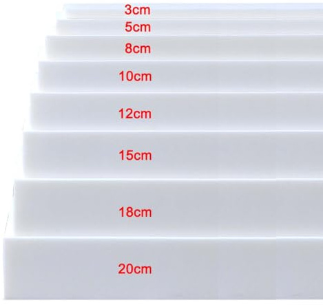 Monbaer Mousse d’ameublement i anpassad storlek – Klipps ut i valfri storlek – För hushållstillbehör, soffa och bänk – Reservblad i skum med hög densitet (200 x 40 x 3 cm)