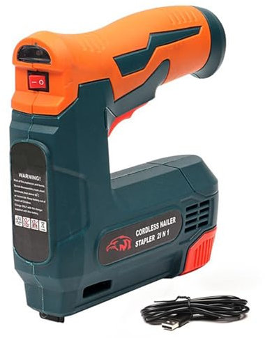 QUTBAG Grapadora eléctrica, Pistola Clavos inalámbrica Litio, Pistola Clavos Grapas Alta Resistencia, Carga USB, Herramienta eléctrica para Trabajar Madera hogar para cercas alfombras Pisos Madera