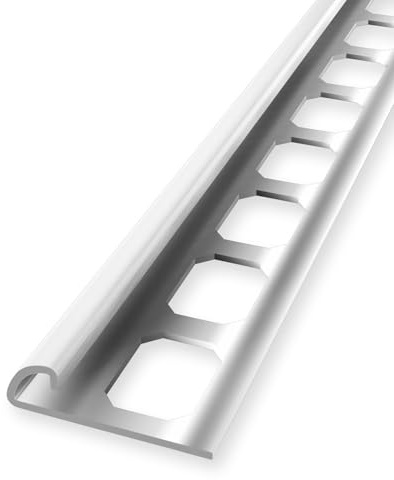 Kakelprofil 8 x 28,5 x 2 500 mm kanthöjd 8 mm fjärdedels-cirkelprofil rostfritt stål stängd stansad metallprofil rostfritt stål matt borstad kuberit