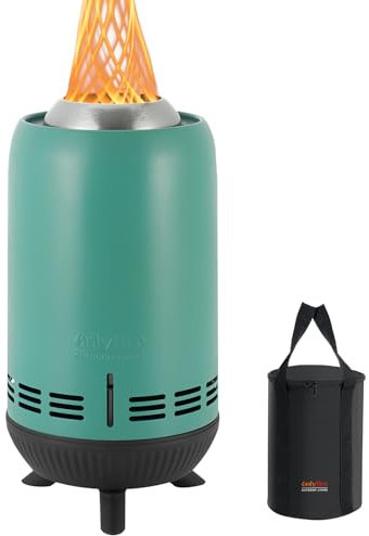 Onlyfire Brasero de Table Outdoor avec Sac de Transport, Foyer sans Fumée, Cheminée de Table en Acier Inoxydable pour Pellets et Bois, Balcon Terrasse et Jardin Déco, 15x30,5cm, Bleu