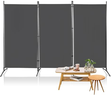 Yakimz Paravent Outdoor wetterfest Faltbar 260X180CM Raumteiler 3-teilig Balkon Sichtschutz Stellwand für innen Outdoor Garten Balkon Terrasse, Raumtrenner 260x180cm,Anthrazit
