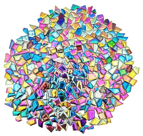 500g Irregular Ceramics Mosaic Tiles, 0.5-2 cm Small Mosaic Pieces Stones for DIY Mosaic Making Craft Hobby Arts Home Wall Decoration (Mix Rainbow)