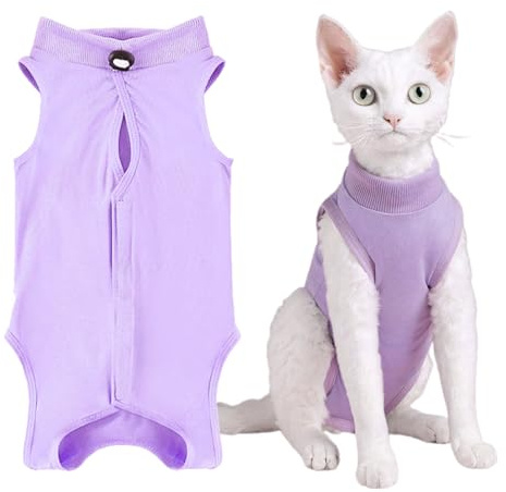 KOLZEMV Traje de recuperación Profesional para Gatos, Body Gatos postoperatorio Traje de recuperación de cirugía de Gatitos,Collar electrónico Alternativo después de la cirugía Ropa Gato(L)