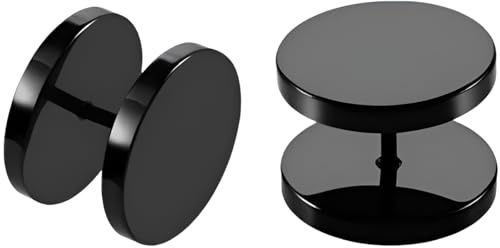 1 paio di orecchini in argento da 4 mm (6 G) in acciaio inox finto ear plug tondo, kit false dilatazione perline, orecchini a vite, helix, trago, piercing da donna e uomo, 14 mm(9/16), Acciaio