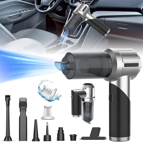 YYYuYong 20000Pa Aspirapolvere per auto Portatile Potente,4in1 Ricaricabile Aspirabriciole e Soffiatore per Auto,Mini aspirapolvere senza fili Alta Potenza Aspirazione,Pulizia per Capelli, Auto