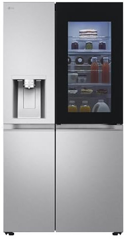 LG GSXE90MBDD Side by Side Kühlschrank mit InstaView Craft Ice | Door in Door | Crushed Ice -und Wasserspender EEK: Klasse D | 628 Liter Kapazität | Festwasseranschluss | Total No Frost