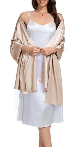 Bbonlinedress Halstuch Damen Seide Party Schal Satin Stola Stolen für Abendkleider elegant Festlich Shawl 195 * 70CM Champagne