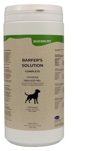 Lecker.Pet® 1 kg Barfer's Solution Complete Universal Nutritional Mix en Poudre pour Chiens | Complément Alimentaire pour Chiens | Alimentation Barf équilibrée | avec levure de bière & Talc d'algues