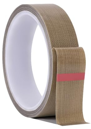 Misuyue 25mm x 10M Teflon PTFE Tape, Heat Resistant Tape Waterproof Adhesive for Household Hand Vacuum Sealer, Industrial Welding, 0.18mm Thick (brown)