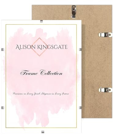 Alison Kingsgate A3 Clips, Frameless Picture Frame for Photos & Posters | Borderless Frame with Shatter-Resistant Perspex & Sturdy MDF Back - Ideal for Certificates, Prints & Wall Art