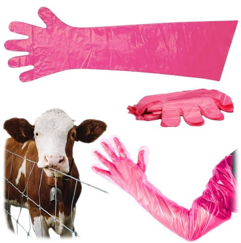Jiavlyx 50 Stück Langarm Veterinärhandschuhe, 90cm Veterinärhandschuhe, Long Sleeve Veterinary Gloves, Handschuhe Zur Viehbesamung, Einweg Weichplastikfolie Handschuhe