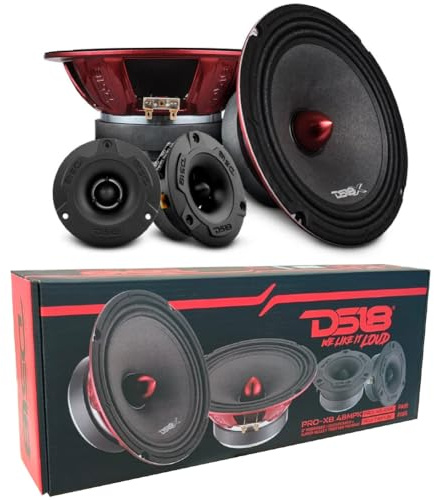 KIT SET PER DS18 PRO-X8.4BMPK, altoparlanti sistema a 2 vie 20 cm 200 mm 8, 275 watt rms 550 watt max, con 2 woofer e 2 tweeter, 4 ohm, per auto, kit a coppia