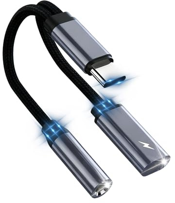 Adattatore per Cuffie USB C a Jack 3.5mm e PD 60W,2 in 1 Adattatore per Cuffie USB C e Ricarica,Compatibile con iPhone 17 16 15,Compatibile con Samsung/Hua wei