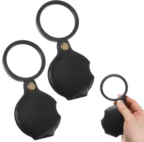 2Pcs 20X Pocket Magnifying Glass Small Pocket Magnifier Glass Folding Travel Magnifying Glasses Small Magnifier for Reading Newspaper Travel Close Work Observation Exploration Repairing Elders Gift