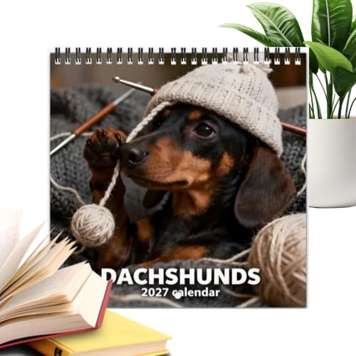 Hundkalender Konstnärlig Schemaplanerare med Skrivyta | 2027 Djurkalender Används för mötesbokning, kontor, heminredning, vardagsrum, studentrum, klassrum, sovrum, hotell, butik,