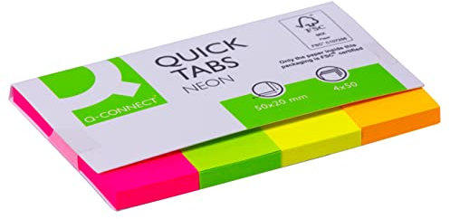 Q-Connect KF01226 Index, Registeretiektten, Zubehör Haftmarker 4x50 Blatt 20x50mm