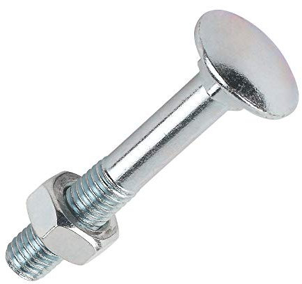Merriway BH04823 (25 Pcs) Carriage Bolts with Nuts, M6 x 50mm (1/4 inch x 2 inch) Zinc Plated - Pack of 25 Pieces