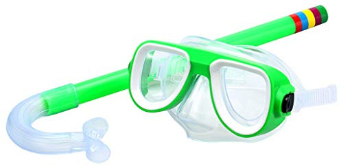 Children's snorkeling Scuba Snorkeling Maske Swimming Goggles Glasses with dry Snorkels Tube Equipment Non-Toxic Diving Gear 3-8 Years-Green