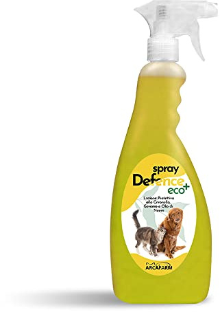 Repellente Naturale Spray per Cani Gatti alla Citronella Geranio Olio di Neem 750 ml Defence Eco+, Zanzare Mosche Insetti, Protezione Tripla Azione Immediata, 100% Made in Italy