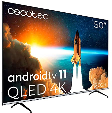 Cecotec TV QLED 50 Smart TV V1 Series VQU10050S. 4K UHD, Android 11, Rahmenloses Design, MEMC, Dolby Vision, Dolby Atmos, Wide Color Gamut 96%, 2 Lautsprechern 10W, 2 Kontrollen, Modell 2023