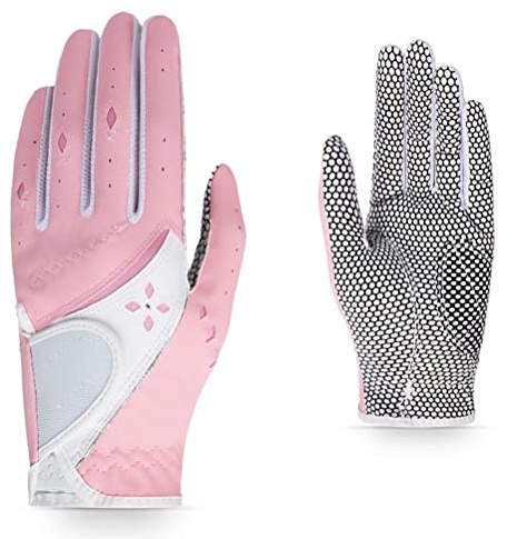 XARONF Men’s Golf Glove Left Hand with Ball Marker Value, Soft Comfortable, Fit Size, 2 Pack (Color : Pink, Size : 17)