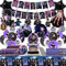 Party Set Geburtstagsparty, 98 Stück geburtstag Dekorationen mädchen, Enthäl banner, Ballons, Hängende swirl-dekoration, Servietten, Pappteller, Geburtstag Tischdecke，Papierstrohhalme, Kuchendeckel