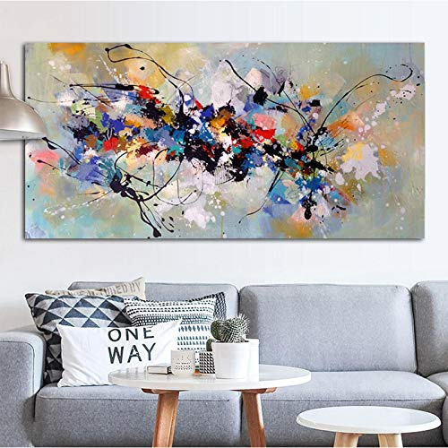 HOLEILUCK Dipinti Astratti di Grandi Dimensioni su Tela Stampe da Parete Colorate Cuadros Immagini per Soggiorno Decor 80x180cm/31x71in Senza Cornice