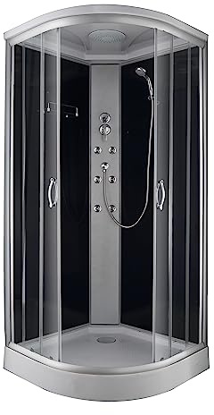 SANOTECHNIK Cabina de ducha completa RELAX 2 90 × 90 × 215 cm – Ducha completa todo en uno | cristal de seguridad ESG de 4 mm, 6 chorros de masaje, cabezal y ducha de mano, montaje clásico, TC07