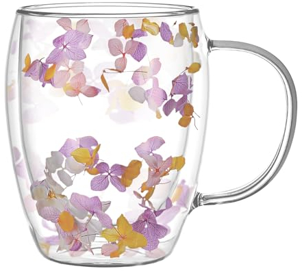 Schöne Trockene Blume Doppelwand Glas Kaffeetasse Herbst Teetasse Mit Griff Isoliert Hitzebeständig Weihnachten Geburtstag Geschenk Für Frauen Beste Freundin Lehrer Mutter Geschenk Neues Zuhause