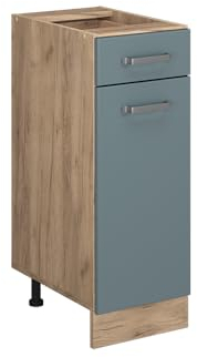 Vicco Küchenunterschrank R-Line, Blau-Grau/Goldkraft Eiche, 30 cm, AP Anthrazit