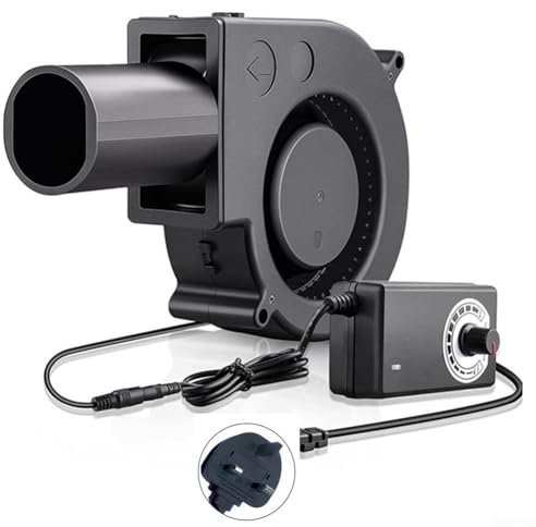 12V BBQ Blower Fan with Variable Speed Controller 97mm/3.81in Centrifugal Air Mover Blower for Outdoor Picnic Barbecue Camping Cooking(UK)