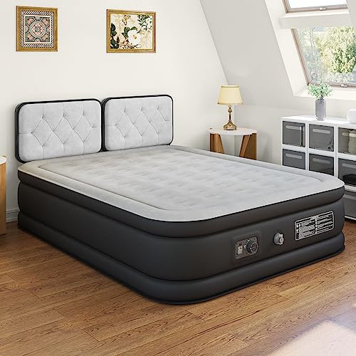YITAHOME 2x1,5m Luftbett Selbstaufblasend, Luftmatratze mit Integrierter Elektrischer Luftpumpe, Aufblasbare Matratze Bett mit Aufbewahrungstasche, Premium Gästebett, 203x151x46cm (Blau & Schwarz)
