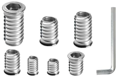 FOMGIIN Tuercas Roscadas Hexagonales Insertos de Madera M8x20mm, 40 Piezas Tuerca Hexagonal, Tuerca de Inserción Cabeza Plana, Tuercas de Insertar Roscados Hexagonal Remaches para Muebles de Madera