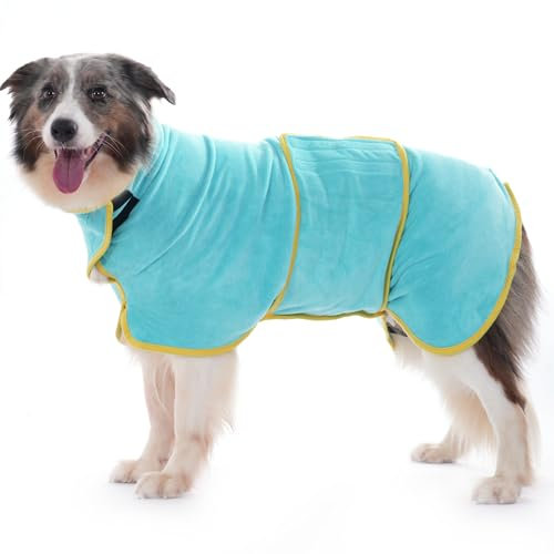HezzLuv Hundebademantel Ultra Saugfähig Mikrofaser Hunde Trockenmantel für Schnelles Trocknen, Weiches Doppel-Layer Hundehandtuch für Welpen & Erwachsene Haustiere Katzen