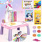 BuzzoXerex Zeichenprojektor für Kinder, Projektion Zeichentafel Kinder 48 Stück Malprojektor Kinder Set mit 48 Motiven, Skizzenbuch, Stickerbuch, Farbige Stifte für 3-10 jahre Kinder (Rosa)