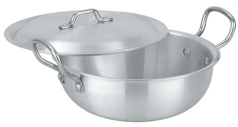 LENAK Induction Compatible Wok Deep Stir Fry Frying Pan with Lid - Induction, Gas and Electric Hobs Aluminium Pan (22cm)