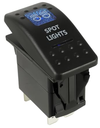 HUAREW 12V Interrupteur à Bascule, 5 broches Rocker Switch Blue LED lamp Commutateur, pour voiture barre camion Train (Spot Light)