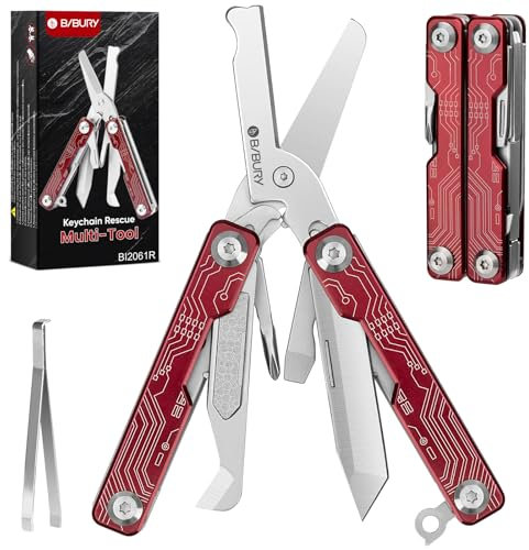 BIBURY Multitool, Mini Sailor Scissors, Multi Klappschere EDC mit 9 Werkzeugen,Taschenmesser, Dosenöffner, Schraubendreher, Unsichtbare Pinzette,Camping Zubehör,Outdoor Survival,Geschenke für männer
