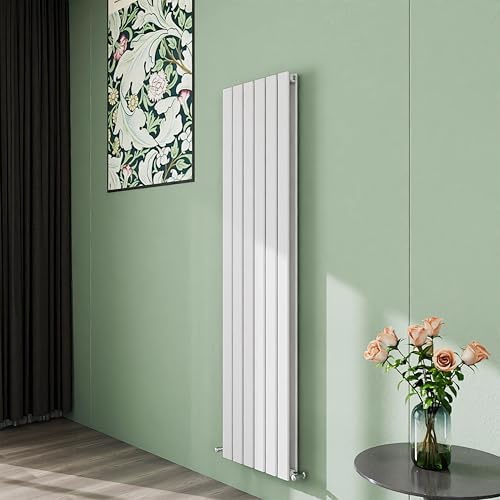 Simple Bathroom 1600×408mm Vertical Panel Designer Radiator Matte White Double Flat Panel Radiators