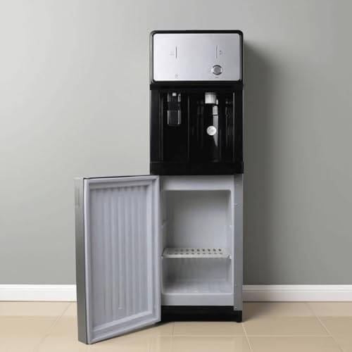 Dispensador de Agua Independiente con alimentación de Red Enfriador de Agua de Doble función con Hielo y Agua Caliente con divisiones extraíbles y Armario de Almacenamiento Dispensadores de Agua pie