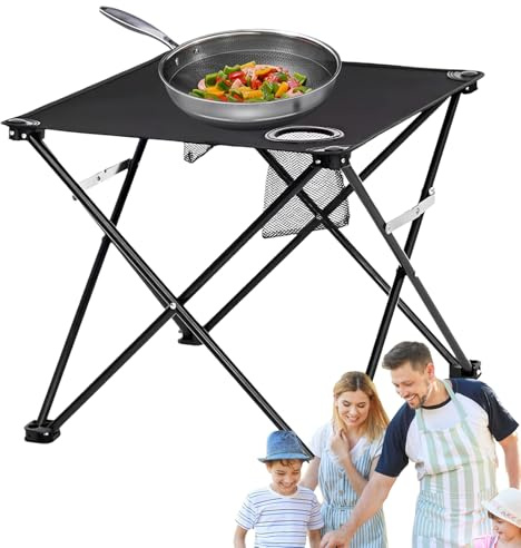 Outdoor Camping Table,Small Folding Table with 2 Cup Holders - Outdoor Portable Desk Camping Accessory for Dining Travel Hiking Fishing Yard Patio Balcony Garden Home Beach