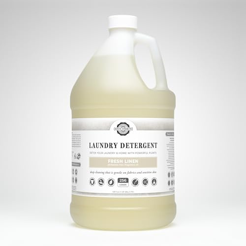 Rustic Strength Natural Laundry Detergent, Fresh Linen Scent, Liquid, Color Safe, Sensitive Skin, HE Compatible, 1 Gallon Plastic