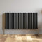 iBathUK Strata Horizontal Radiator, Double Oval Panel Radiators, 600x1200mm Slim Radiator for Bathroom,Kitchen,Living Room - Anthracite
