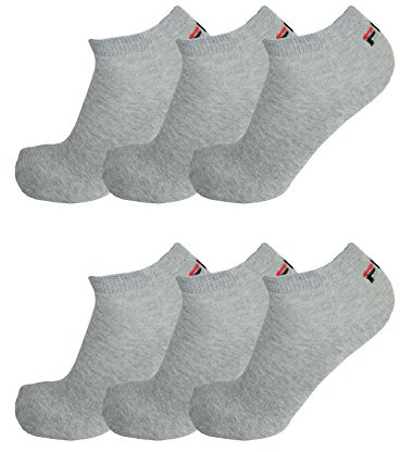 Fila® - 6 fantasmini unisex per sneaker, misura: 35 - 46, tinta unita Grigio grigio.