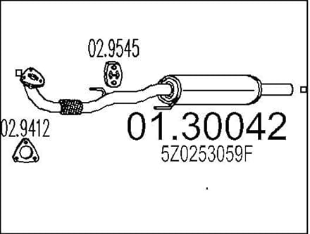 MTS 01.30042 Vorschalldämpfer 1380mm 4,7kg