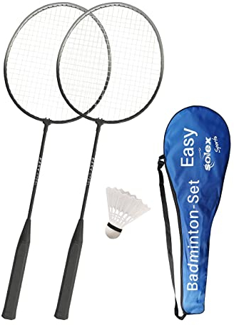 Badminton-Set Easy für Zwei Spieler Badmintonschläger gehärteter Stahl 6,9mm Nylon-Bespannung Tragetasche Nylon-Federball