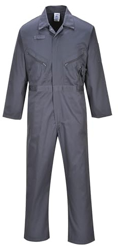 Portwest C813 Liverpool-overall Med Dragkedja 8 Fickor Rörelseveck Hållbar | Grafitgrå, 2XL, UPF 40+, Normal Passform, Lång Ärm, Polybomull, Tryckknappsstängning Fram, Påsydd Bakficka, Bakre Lappficka